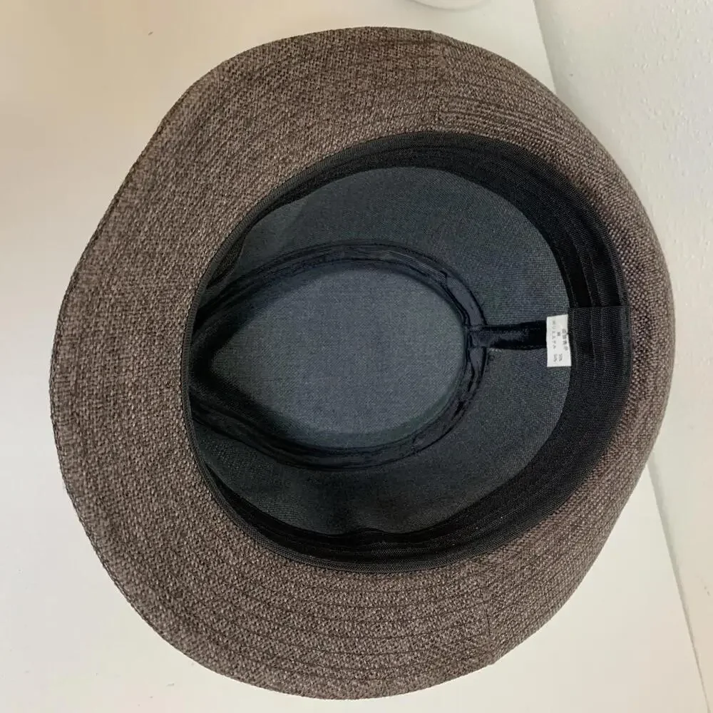 Straw Fedora Hat Trilby Cap Dark Brown Summer Beach Sun Panama Men Women